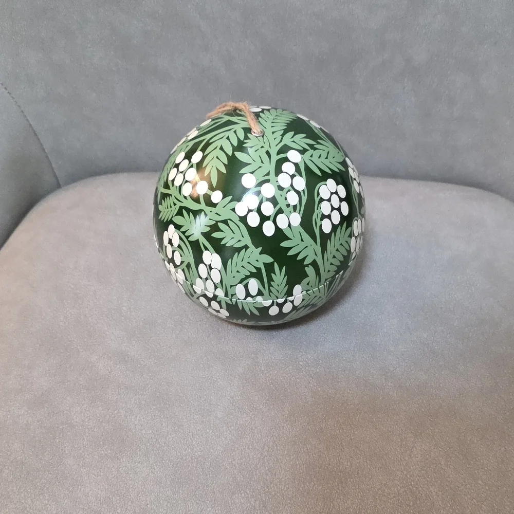 IKEA Vinterfint Candle Holiday Floral Round Ornament Metal Tin Christmas Winter